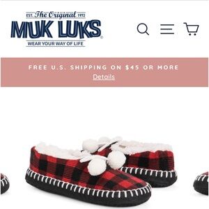 NWT Muk Luks Ballerina Slippers Aztec Print Super Soft Faux Shearling Non Slip
